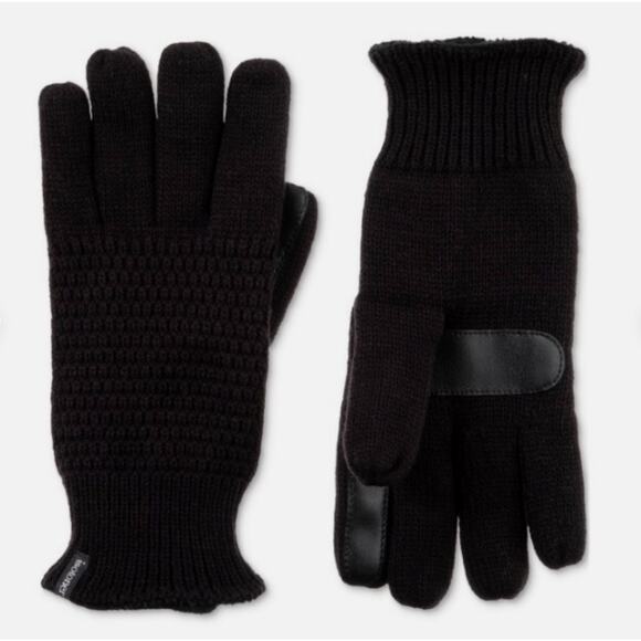 Isotoner Gloves Signature Women's One Size Black Water-Repellent Textured Knit - Picture 1 of 11